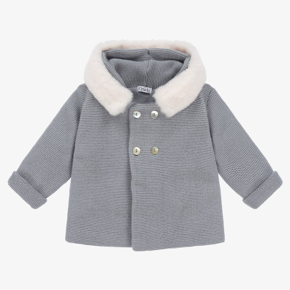 Mebi-Blue Knitted Baby Jacket | Childrensalon Outlet