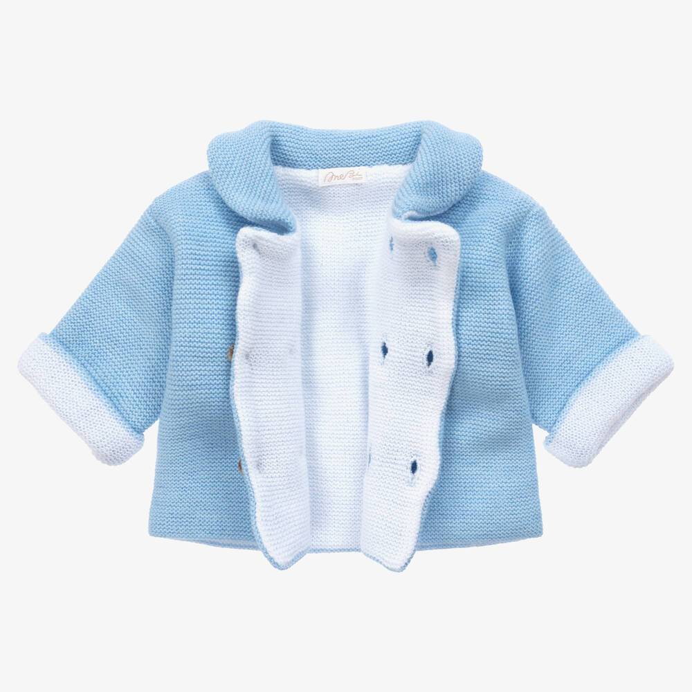 Mebi-Blue Knitted Baby Jacket | Childrensalon Outlet
