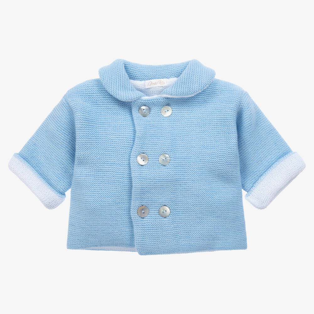 Mebi - Blue Knitted Baby Jacket | Childrensalon