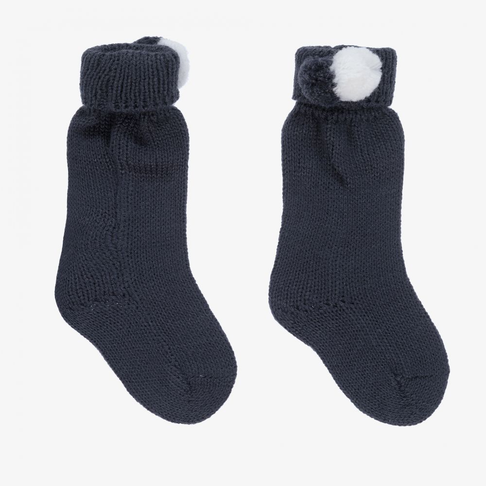 Mebi - Blue Knitted Baby Socks | Childrensalon