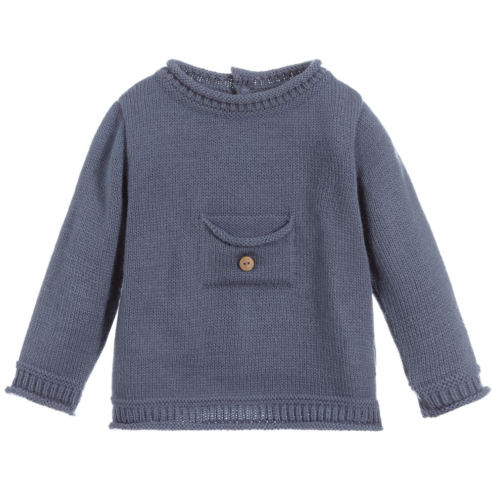 Mebi - Blue Knitted Baby Sweater | Childrensalon