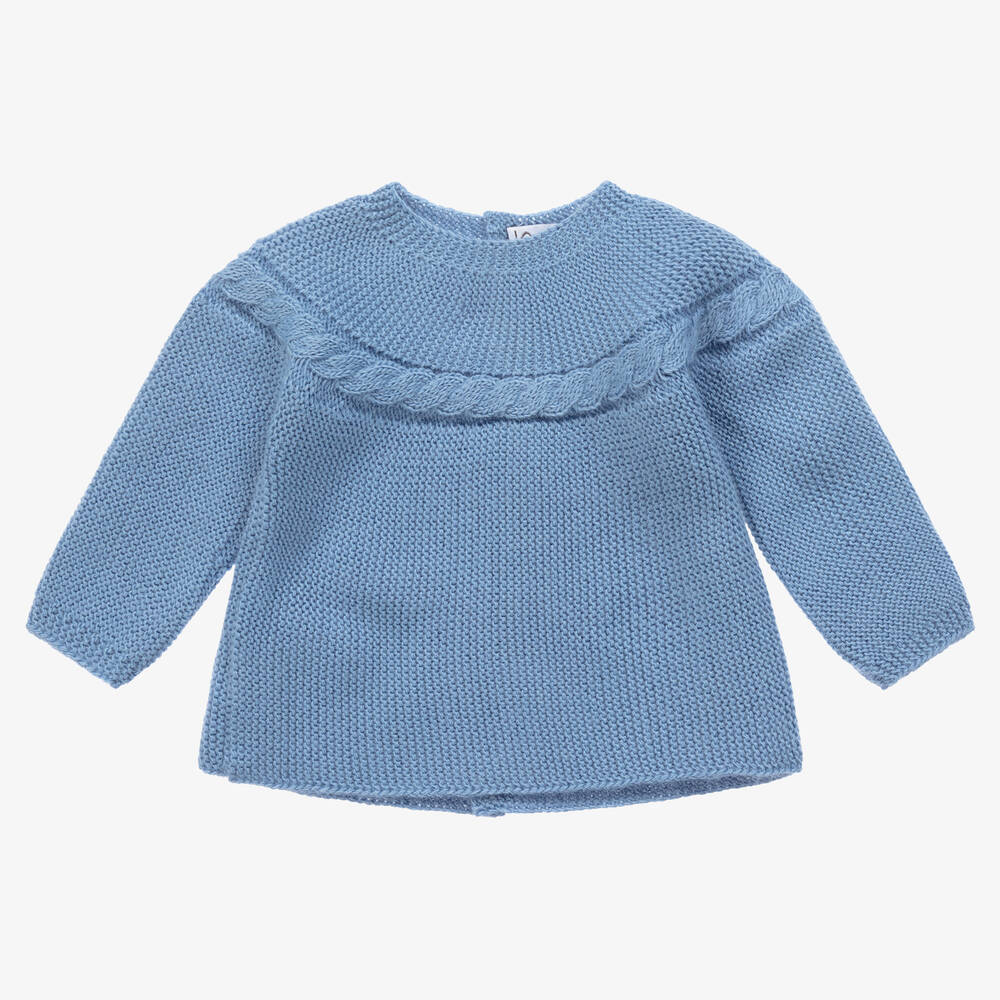 Mebi - Blue Knitted Baby Sweater | Childrensalon