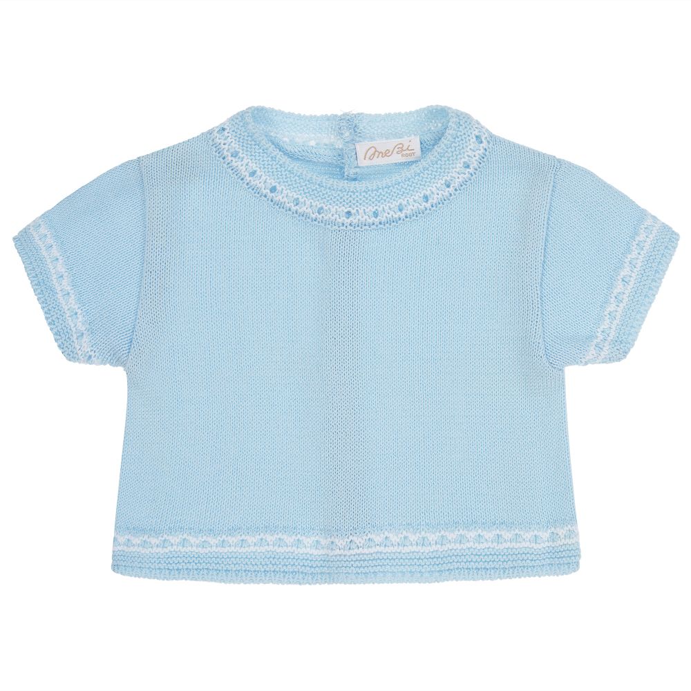 Mebi - Blue Knitted Baby Top | Childrensalon
