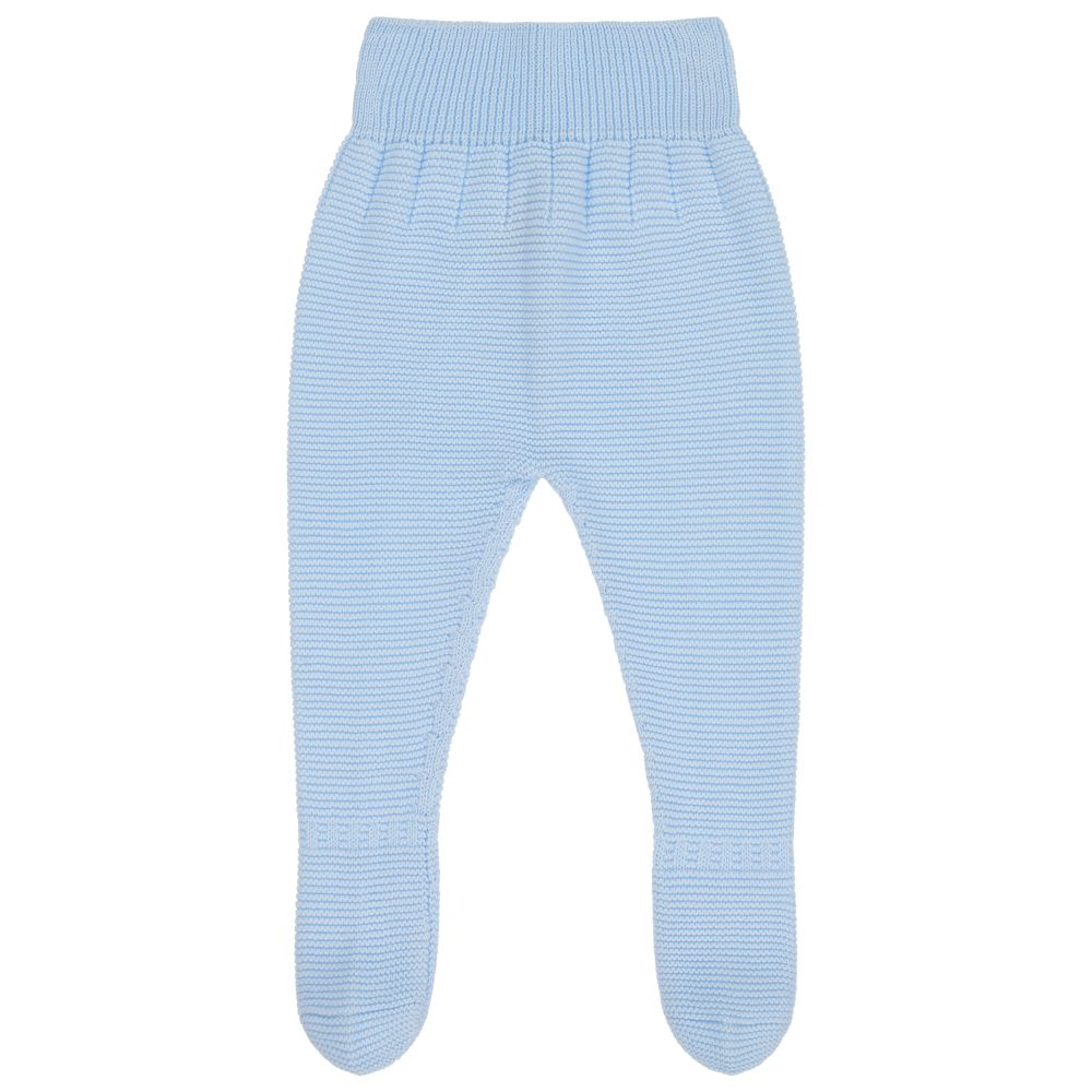 Mebi - Blue Knitted Baby Trousers | Childrensalon