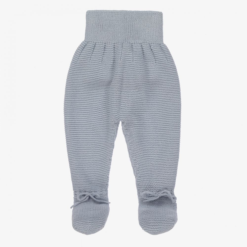 Mebi - Blue Knitted Baby Trousers | Childrensalon