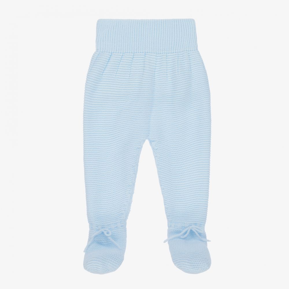 Mebi - Blue Knitted Baby Trousers | Childrensalon