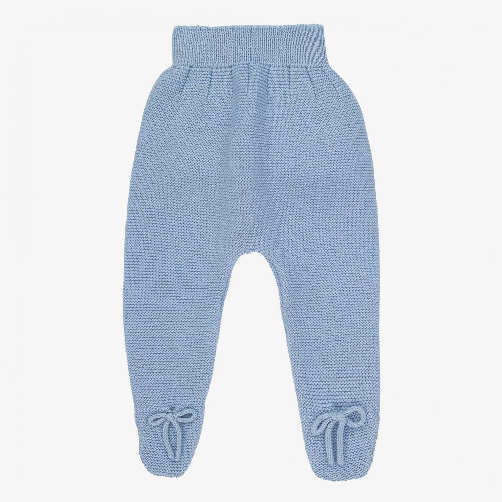 Mebi - Blue Knitted Baby Trousers | Childrensalon