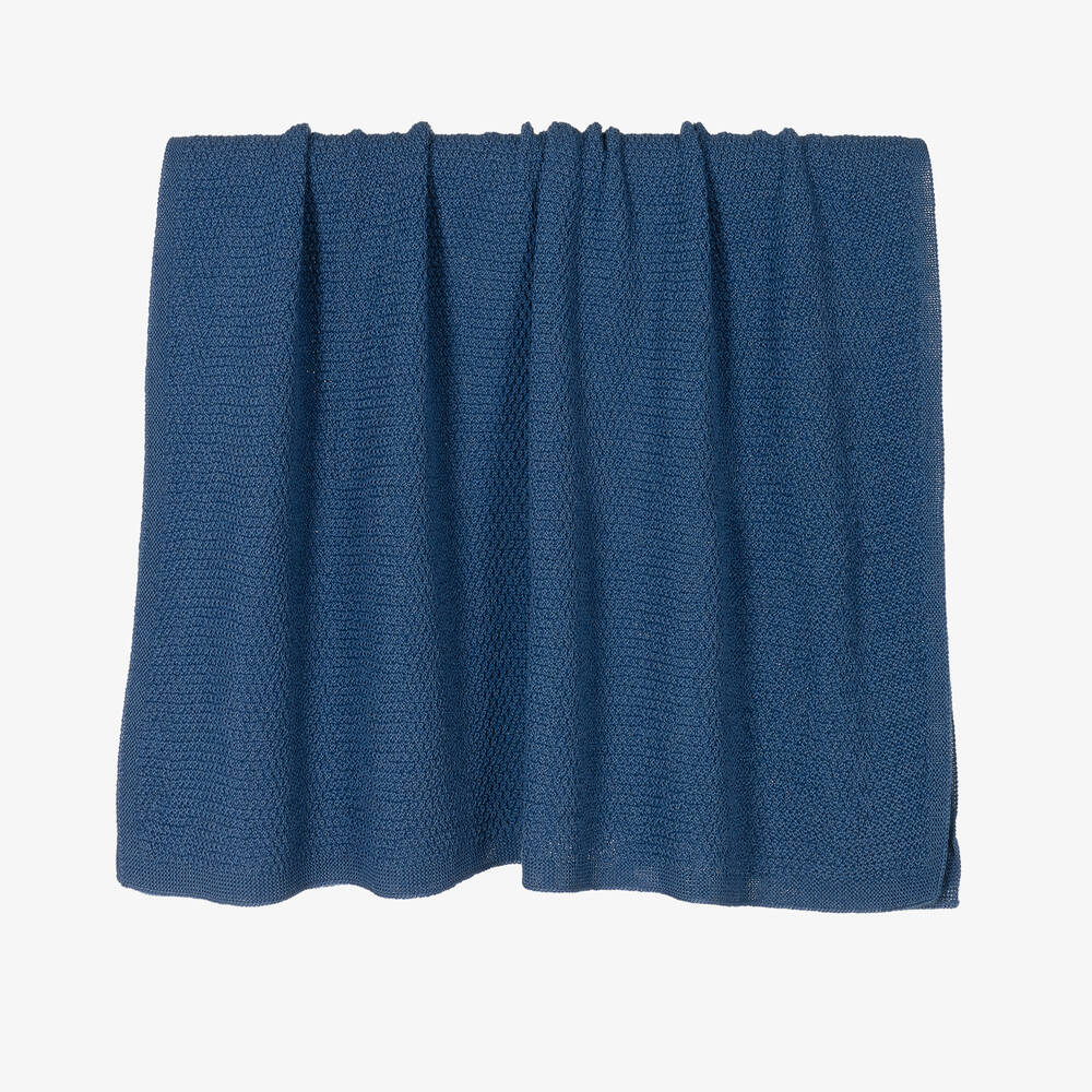 Mebi - Blue Knitted Blanket (90cm) | Childrensalon