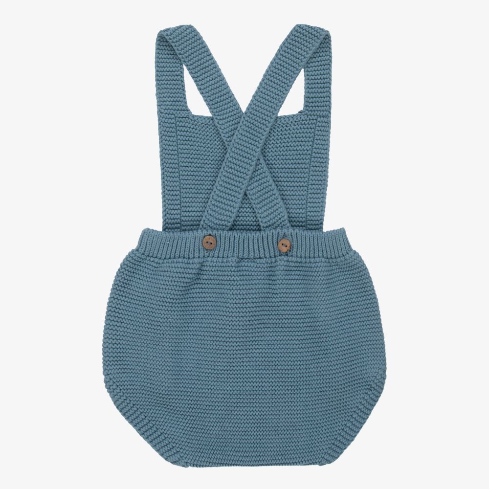 Mebi-Blue Knitted Dungaree Shorts | Childrensalon Outlet