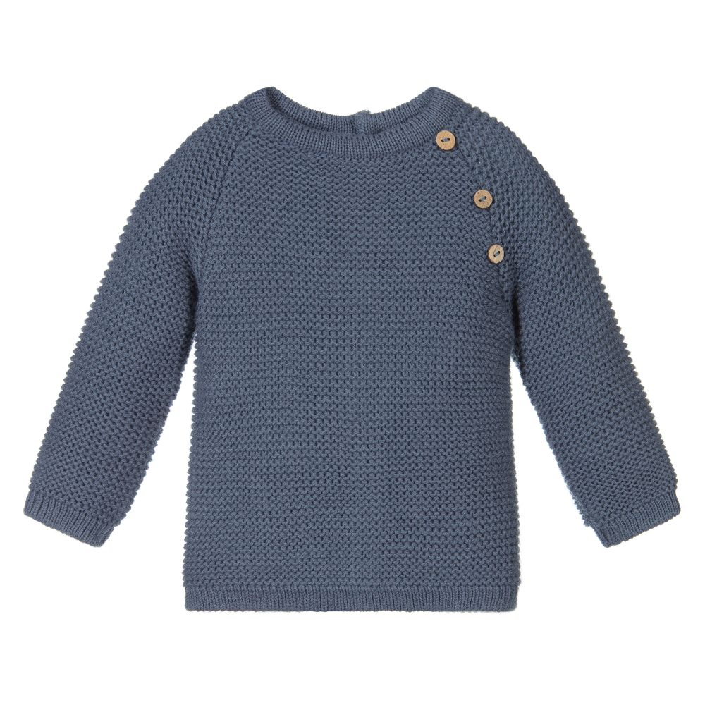 Mebi - Blue Knitted Sweater | Childrensalon