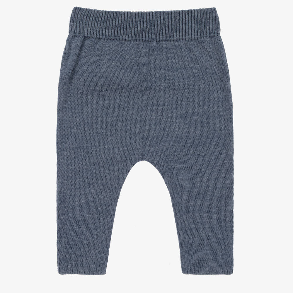 Mebi-Blue Knitted Wool Baby Trousers | Childrensalon Outlet