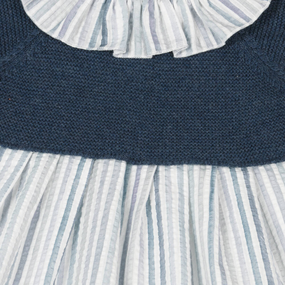 Mebi-فستان صيفي مخطط باللون الأزرق للبنات | Childrensalon Outlet