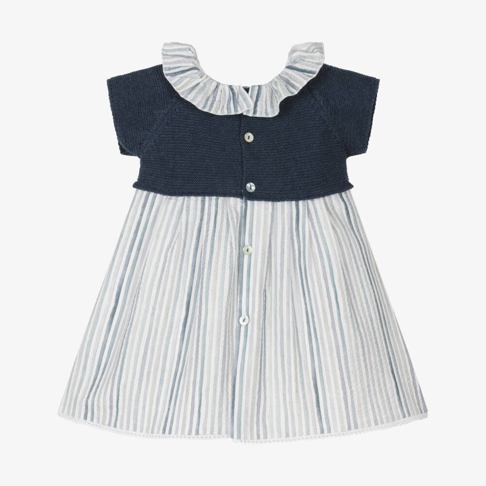 Mebi-فستان صيفي مخطط باللون الأزرق للبنات | Childrensalon Outlet