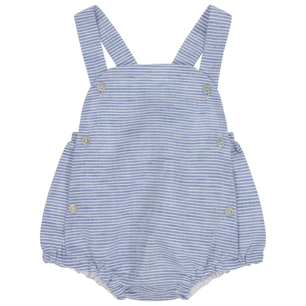 Mebi - Blue Striped Dungaree Shorts | Childrensalon