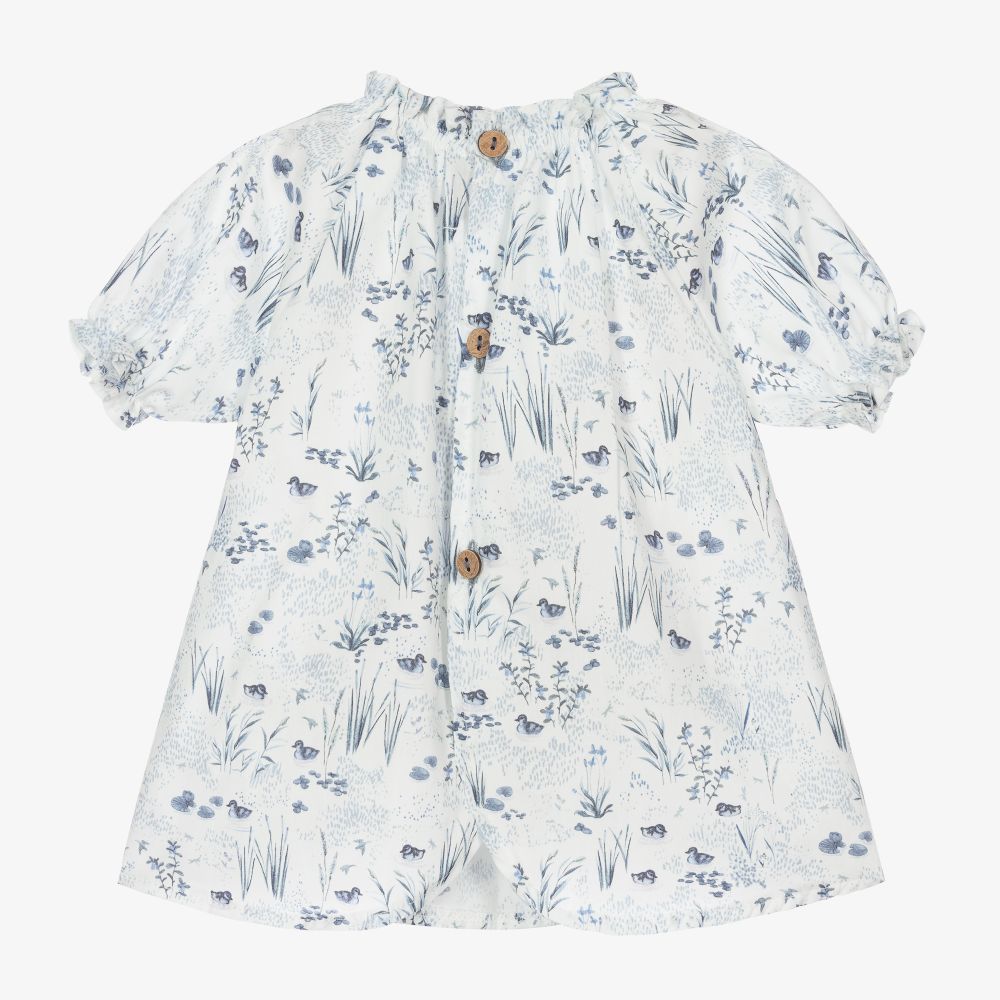 ميبي-Blue & White Cotton Blouse | Childrensalon Outlet