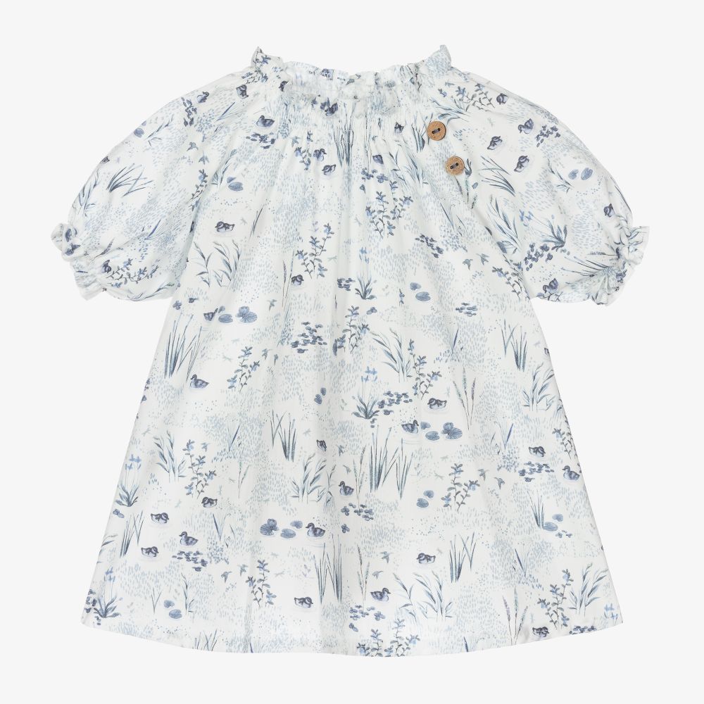 Mebi - Blue & White Cotton Blouse | Childrensalon