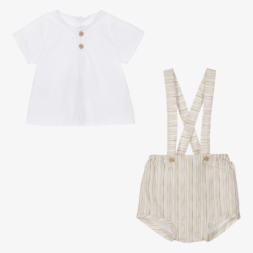 Mebi-Топ и бежевые хлопковые шорты для мальчиков | Childrensalon Outlet