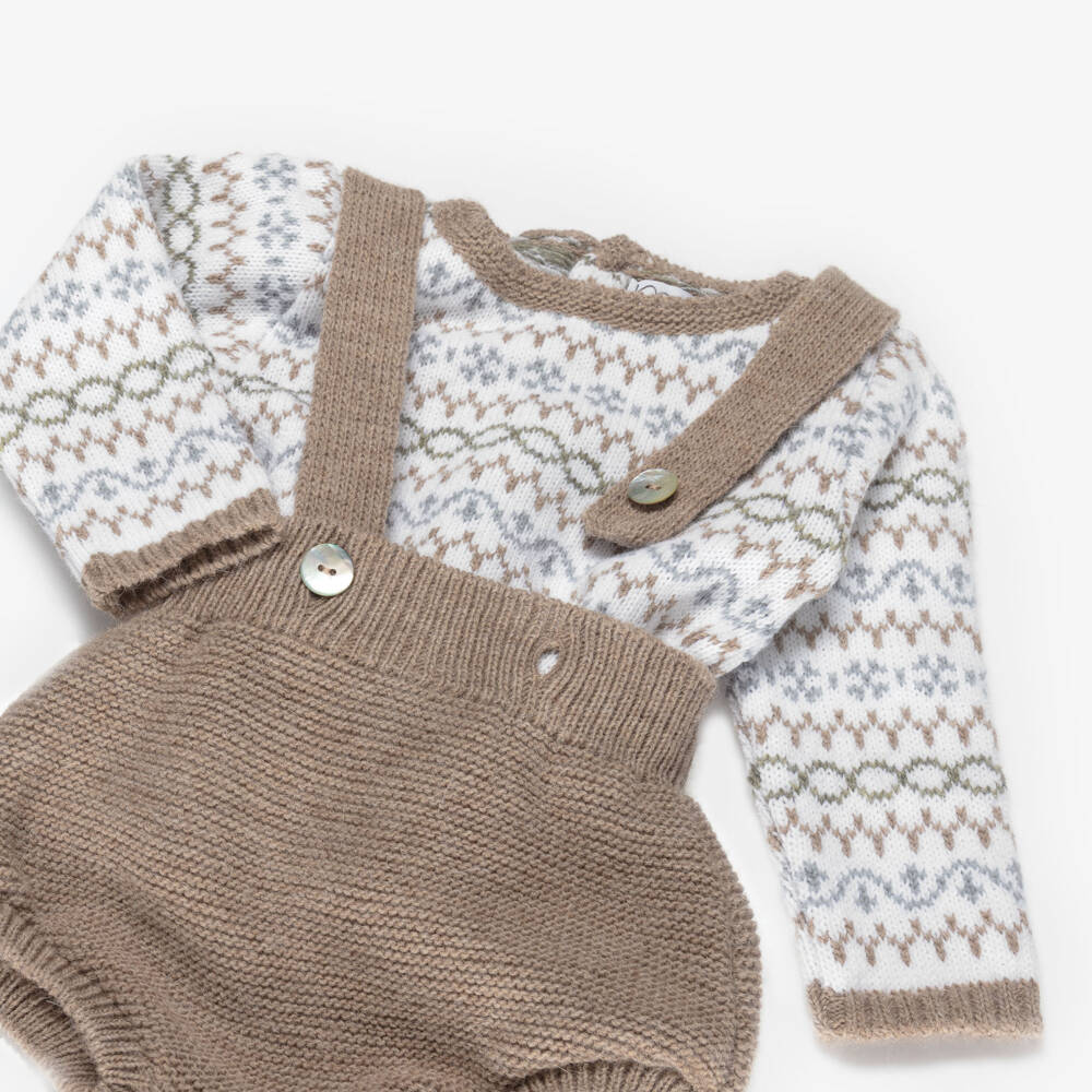 Mebi-Boys Beige Fair Isle Knit Set | Childrensalon Outlet