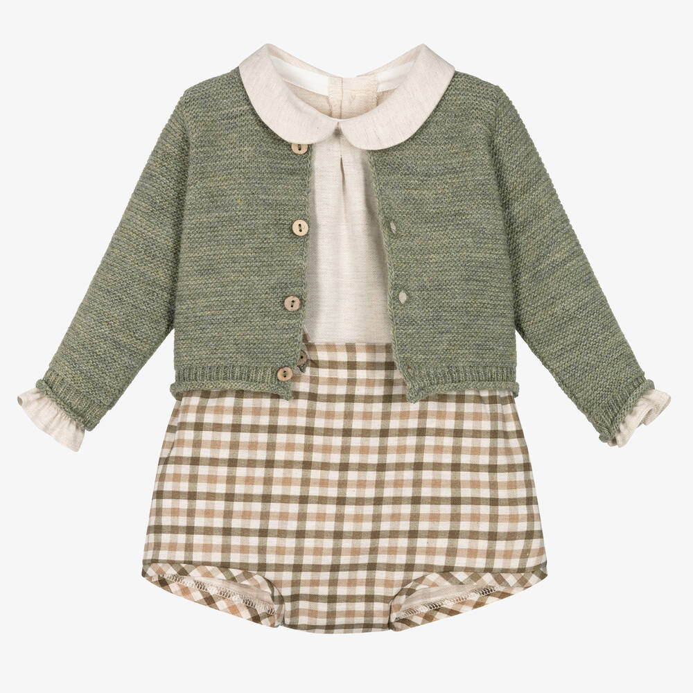 Mebi - Ensemble short vert et beige | Childrensalon