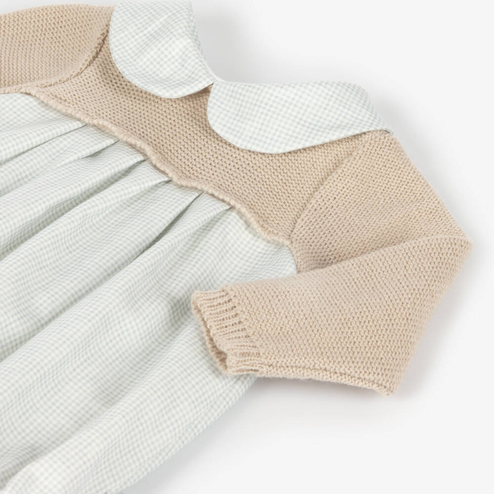 Mebi-Boys Beige Knit Checked Shortie | Childrensalon Outlet