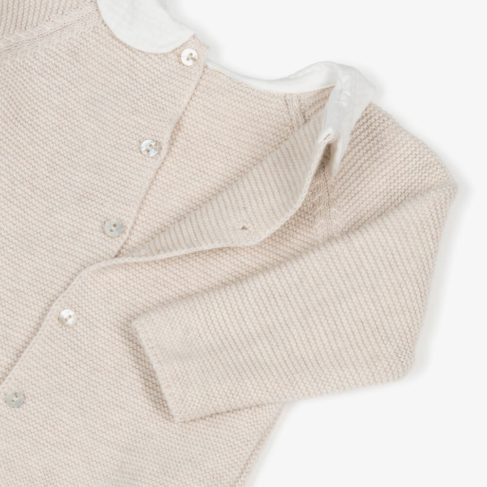 Mebi-Boys Beige Knit & Linen Set | Childrensalon Outlet