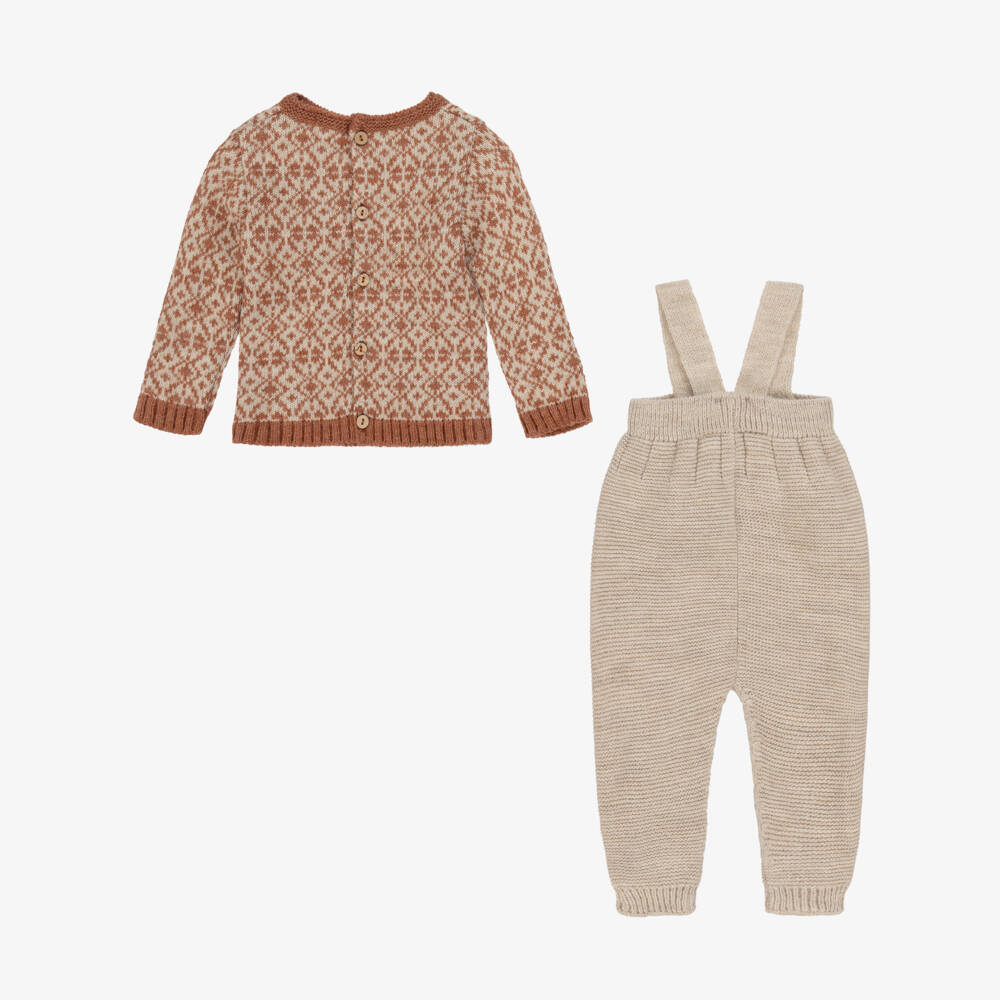 Mebi-Бежевый вязаный комплект Fair Isle для мальчиков | Childrensalon Outlet