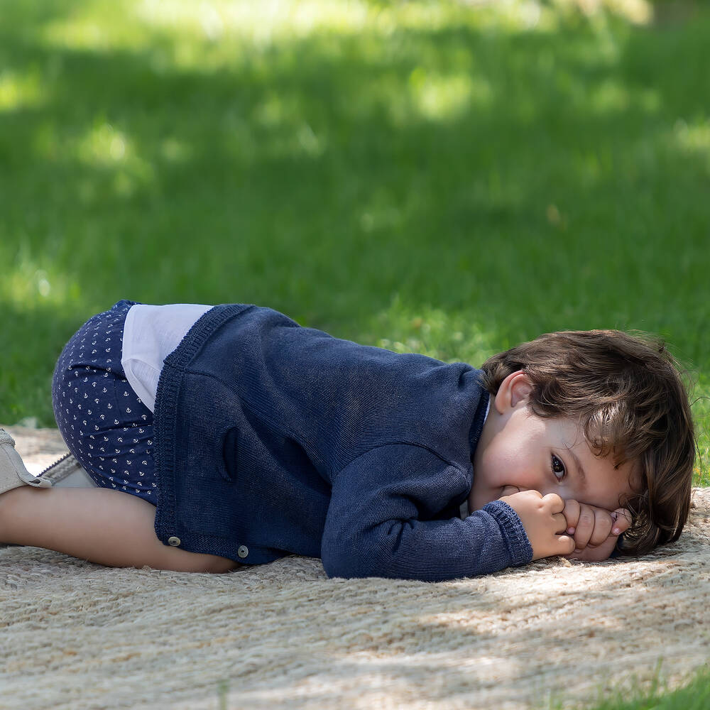 Mebi-Синий комплект с шортами из хлопка для мальчиков | Childrensalon Outlet