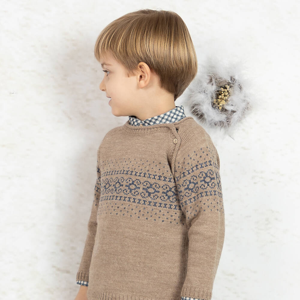 Mebi-طقم شورت قطن لون أزرق وبيج للأولاد | Childrensalon Outlet