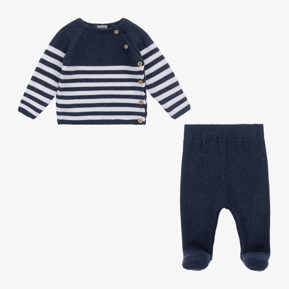 Mebi-Синий топ и штанишки из трикотажа для мальчиков | Childrensalon Outlet