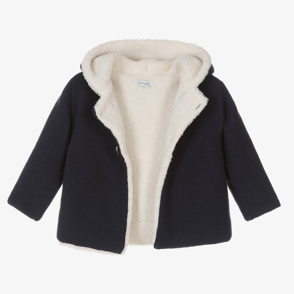 ميبي-جاكيت هودي أكريليك محبوك لون كحلي للأولاد | Childrensalon Outlet