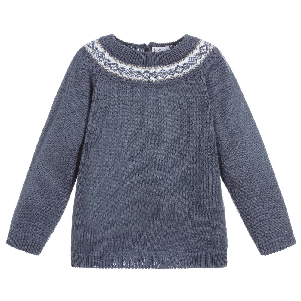 Mebi - Boys Blue Knitted Sweater | Childrensalon