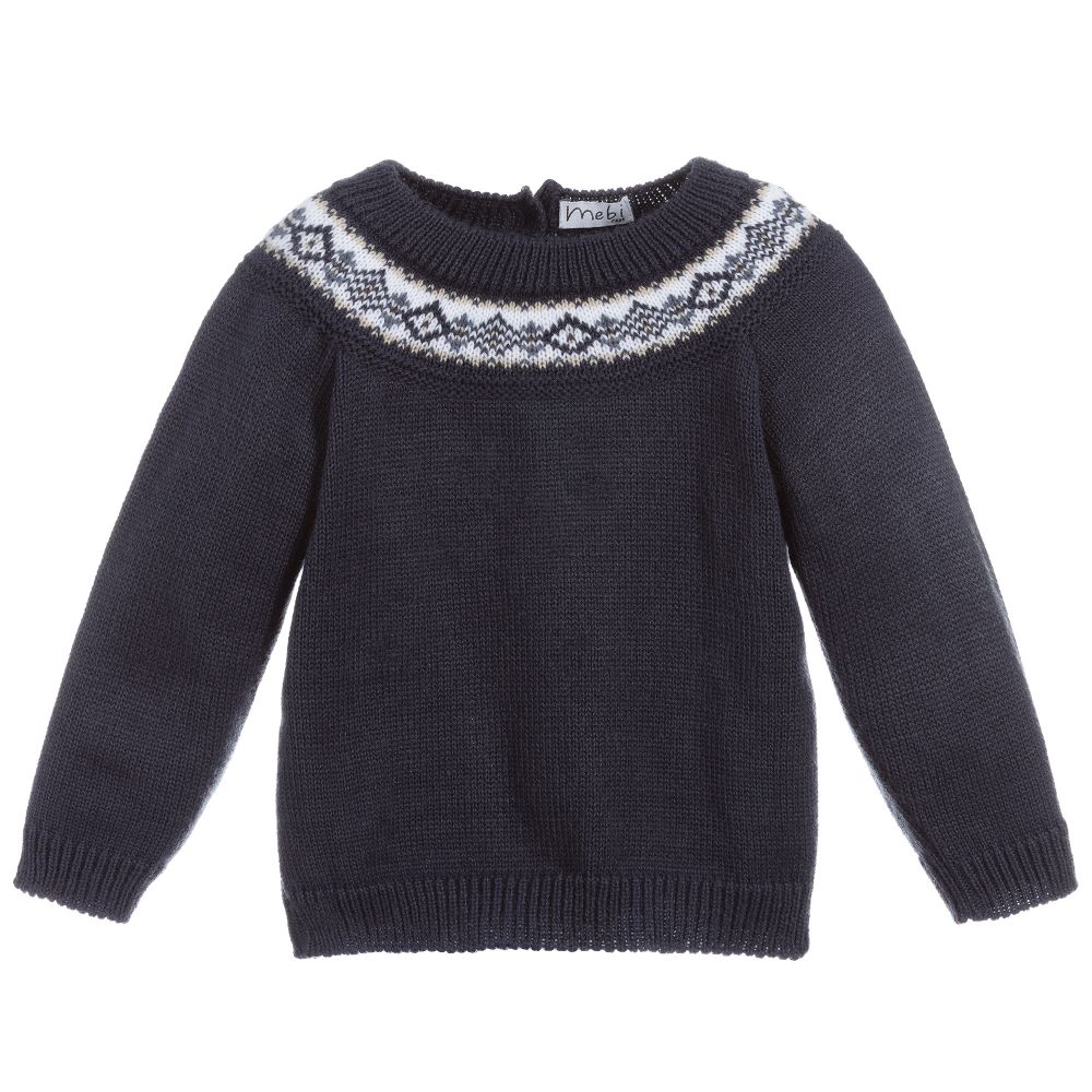 Mebi - Boys Blue Knitted Sweater | Childrensalon