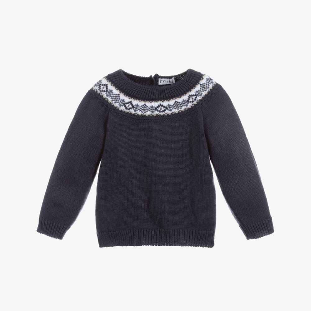 Mebi-Boys Blue Knitted Sweater | Childrensalon Outlet
