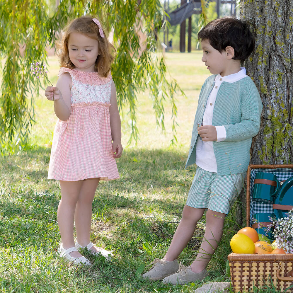 Mebi-Boys Blue Linen Shorts Set | Childrensalon Outlet