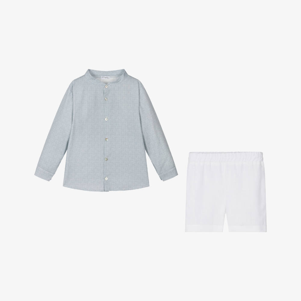 Mebi-Костюм из хлопка в синюю клетку для мальчиков | Childrensalon Outlet