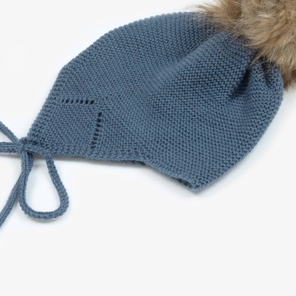 Mebi-Boys Blue Pom-Pom Knit Hat | Childrensalon Outlet