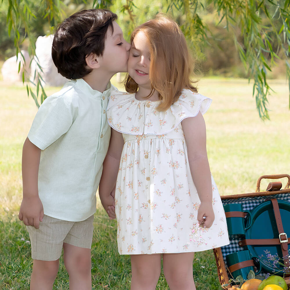 Mebi-Boys Green Cotton Shorts Set | Childrensalon Outlet