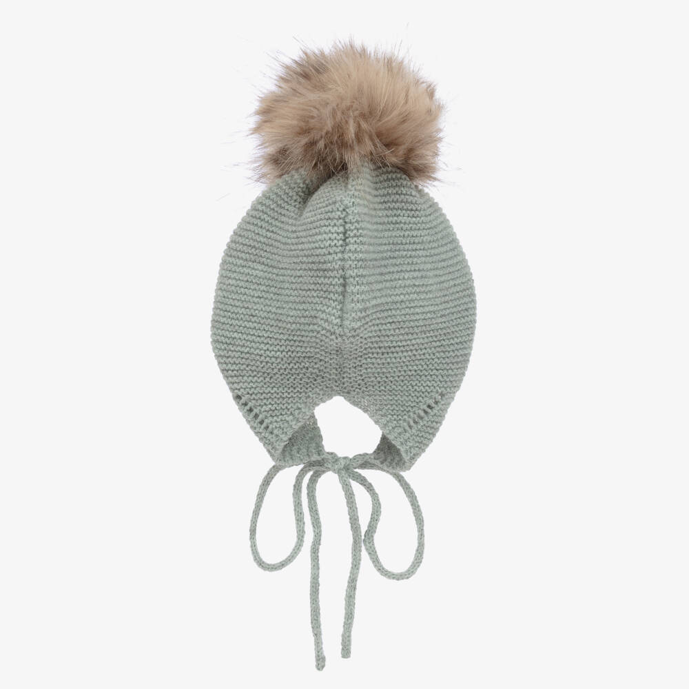 Mebi-Boys Green Pom-Pom Knit Hat | Childrensalon Outlet