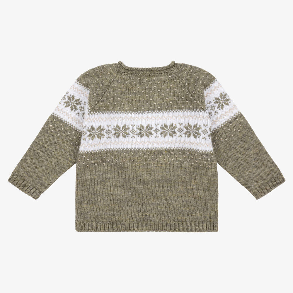 Mebi Boys Green Wool Knit Jumper Childrensalon Outlet
