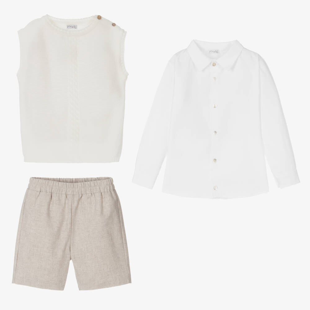 Mebi-Boys Grey 4 Piece Shorts Set | Childrensalon Outlet