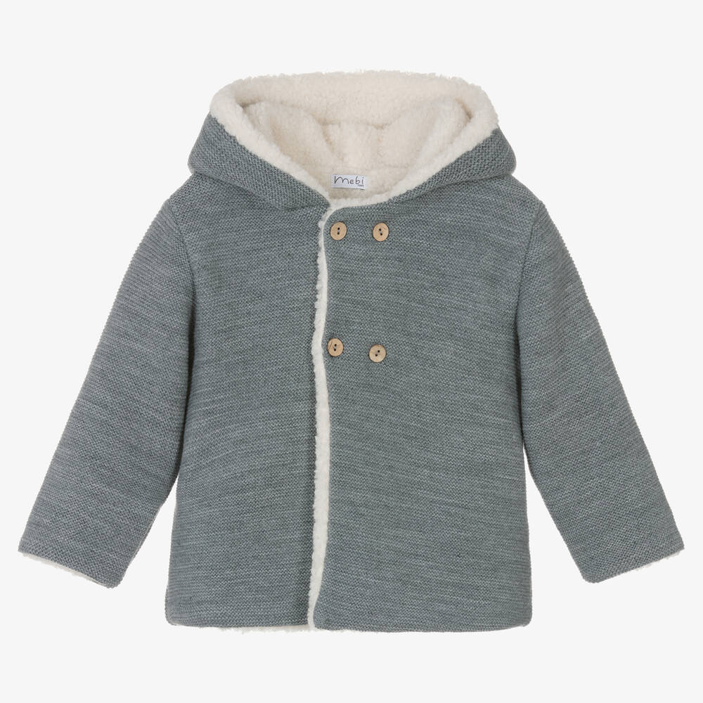 Mebi - Boys Grey Hooded Knit Jacket | Childrensalon