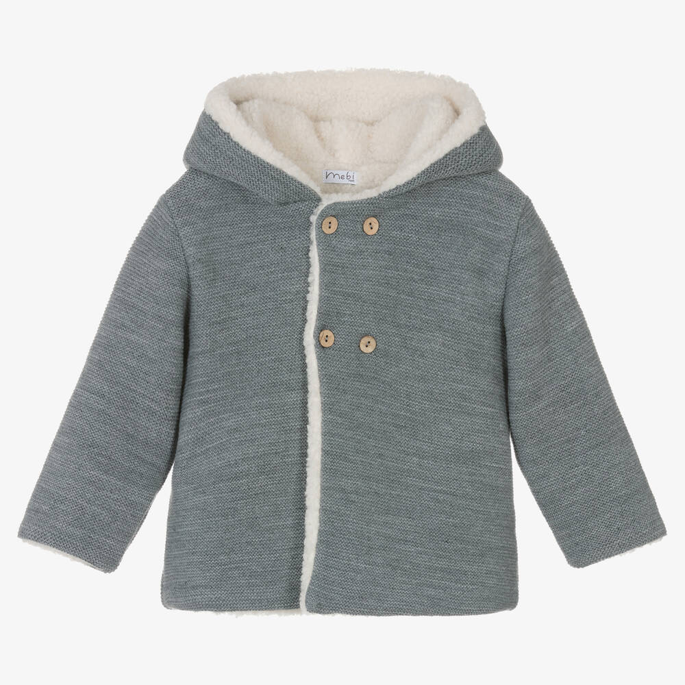 Mebi - Graue Strickjacke mit Kapuze | Childrensalon