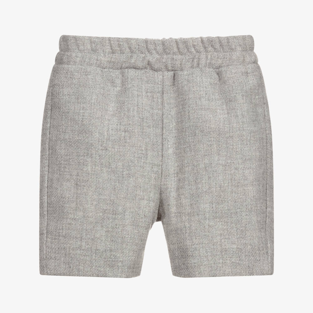 Mebi-Boys Grey Wool Blend Shorts | Childrensalon Outlet