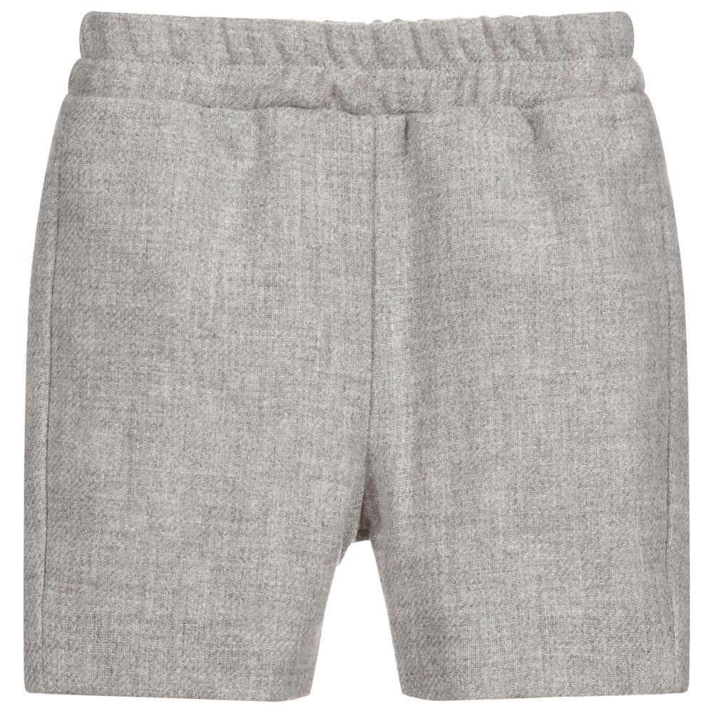 Mebi - Boys Grey Wool Blend Shorts | Childrensalon
