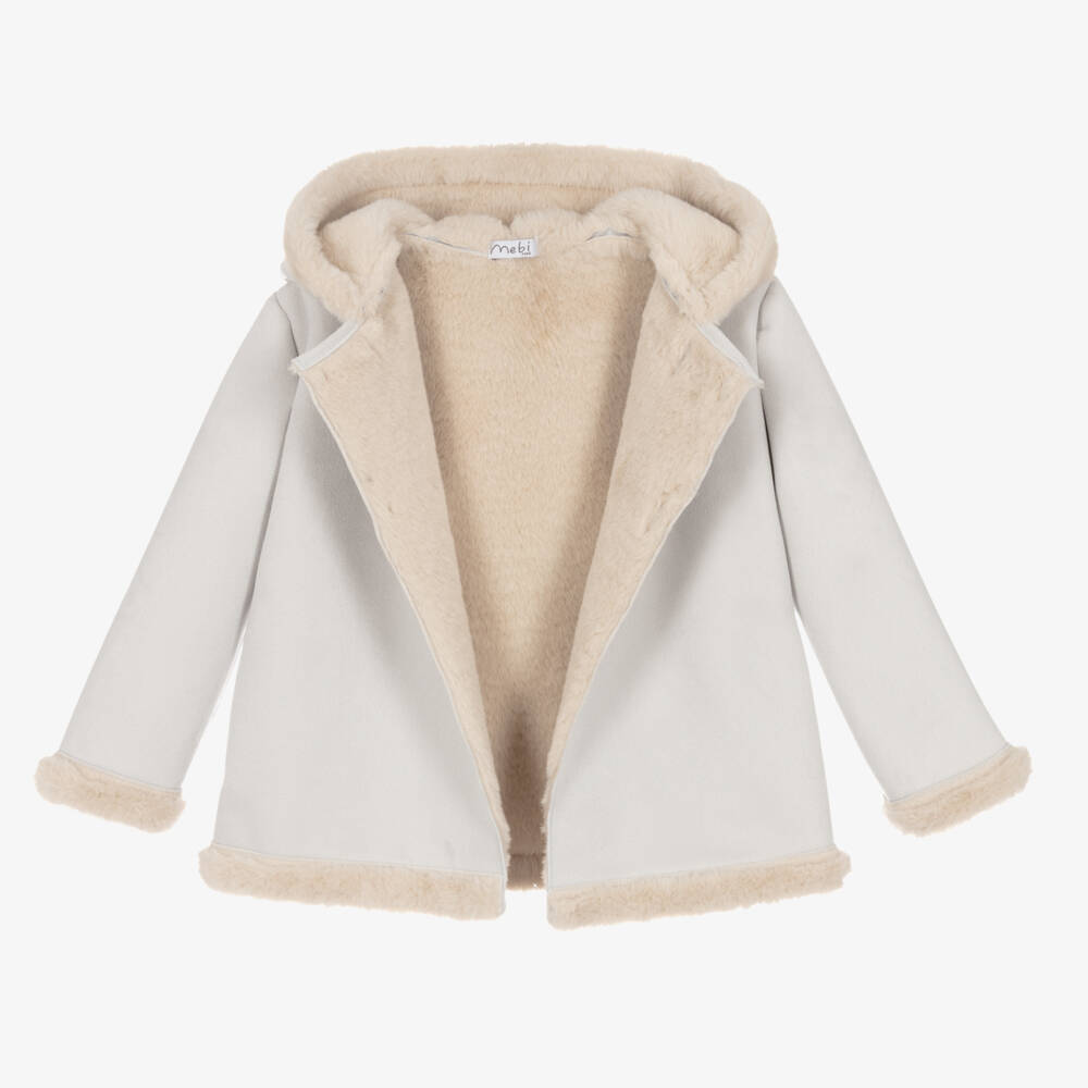 Mebi-Boys Ivory Faux Suede Coat | Childrensalon Outlet