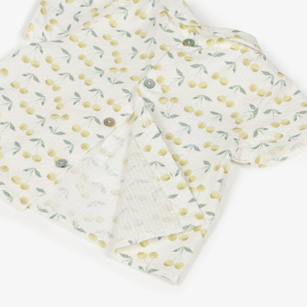 Mebi-Boys Ivory & Green Cherry Print Shorts Set | Childrensalon Outlet