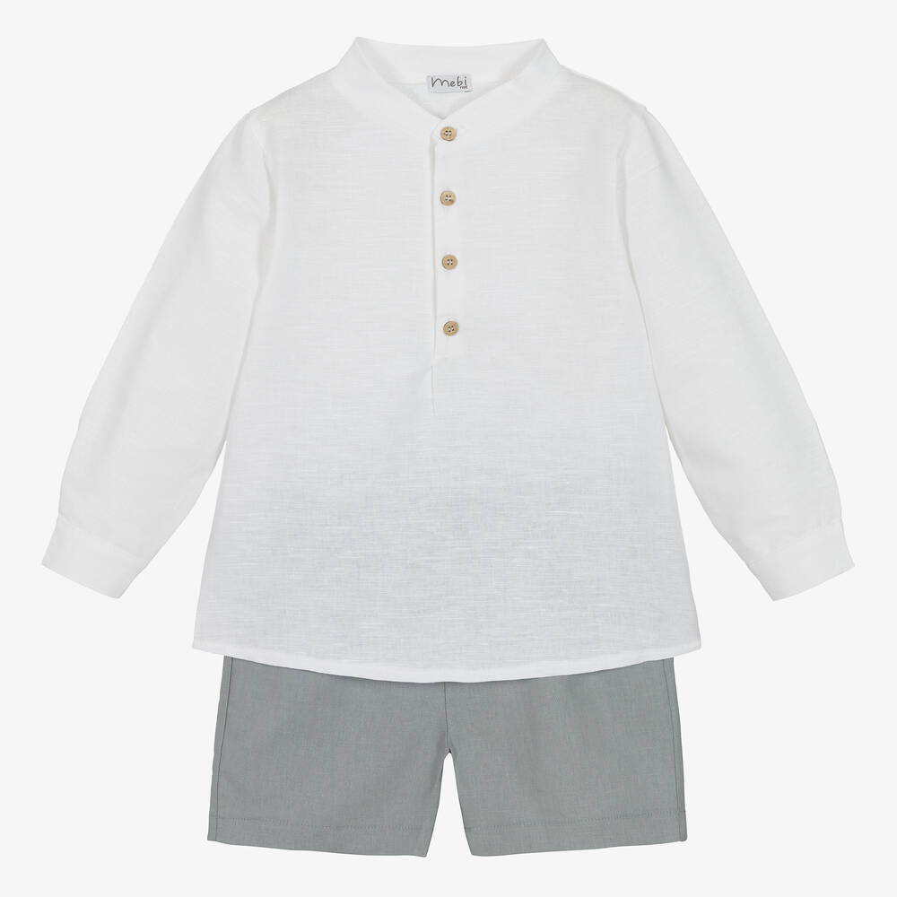Mebi - Boys Linen & Cotton Shorts Set | Childrensalon