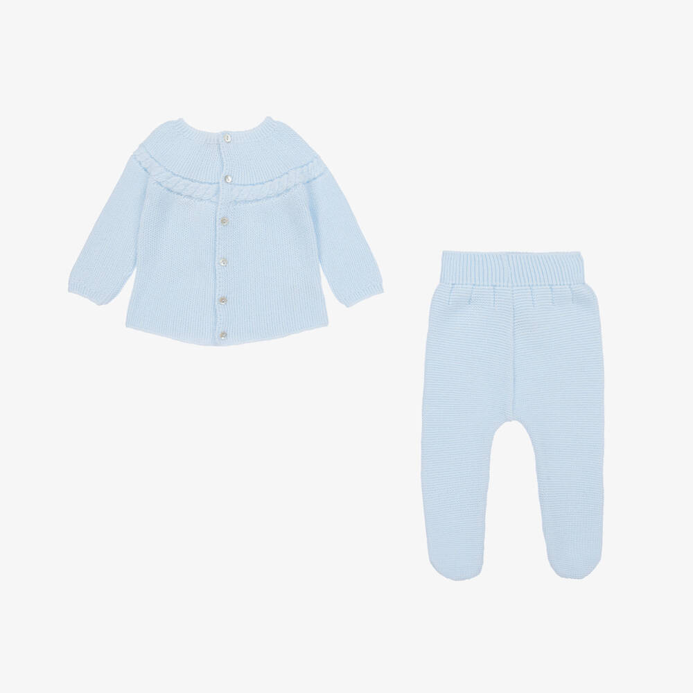 Mebi-Boys Pale Blue Knit Set | Childrensalon Outlet