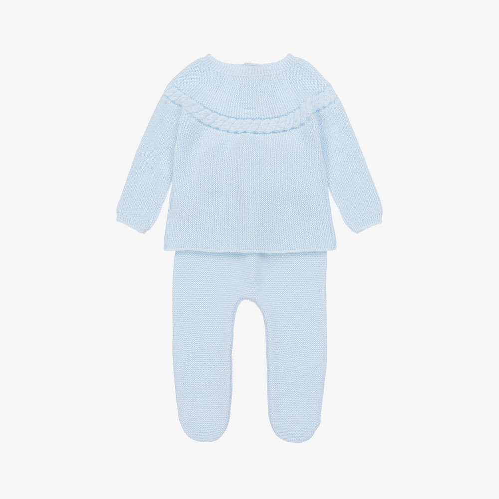 Mebi-Boys Pale Blue Knit Set | Childrensalon Outlet