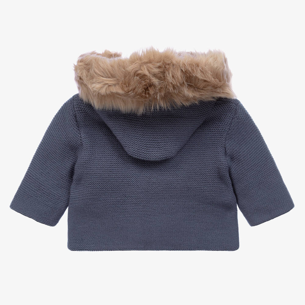 ميبي-Boys Petrol Blue Knitted Pram Coat  | Childrensalon Outlet